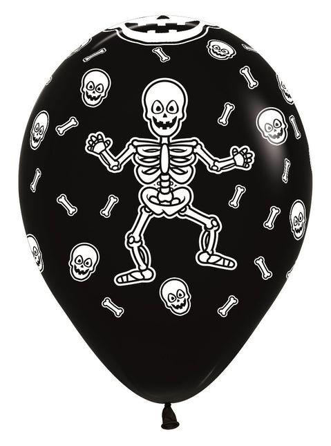 Ballons Skelett Schwarz 30cm 25Stk