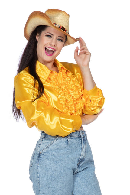 Disco Bluse Ruffles Gelb