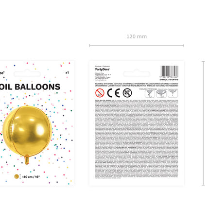 Helium Ballon Rund Gold Leer 40cm