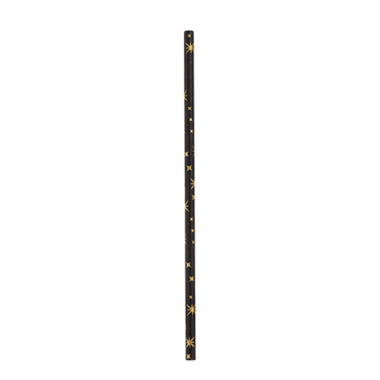 Papierstrohhalme Gold Sterne Schwarz 20cm 8 Stk.