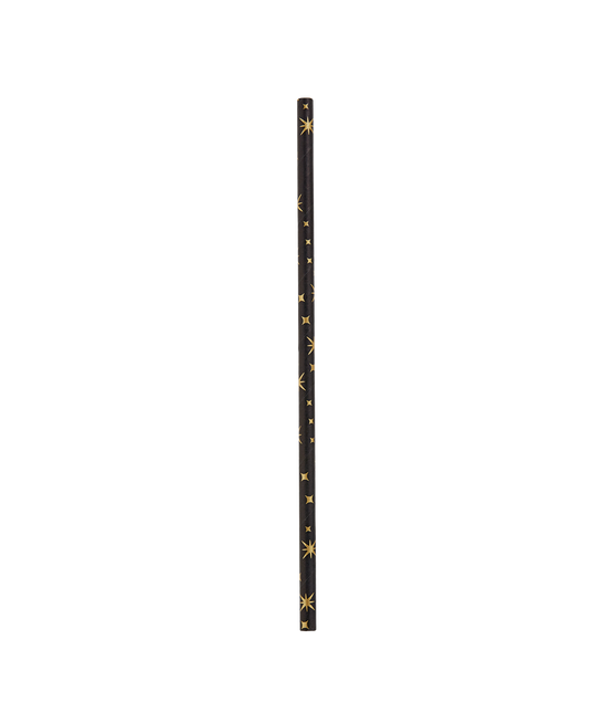Papierstrohhalme Gold Sterne Schwarz 20cm 8 Stk.