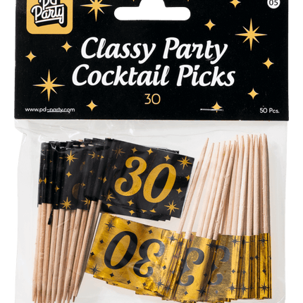 Cocktailstäbchen 30 Jahre 6,5cm 50Stk.