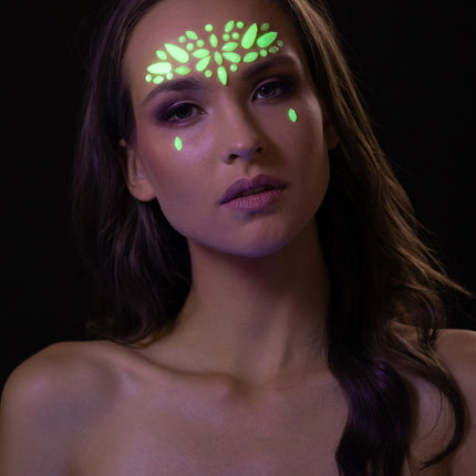Mondschein Glow Glow in the Dark Face Jewels Nordlichter