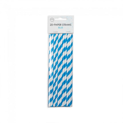 Papierstrohhalme Blau Gestreift 19,7cm 20Stk