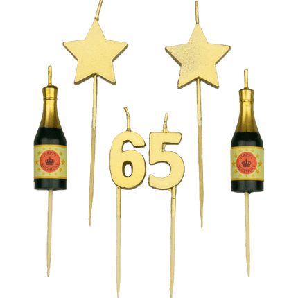 Kerzen 65 Jahre Champagner 17,5cm