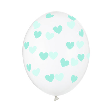Transparente Ballons Mintgrüne Herzen