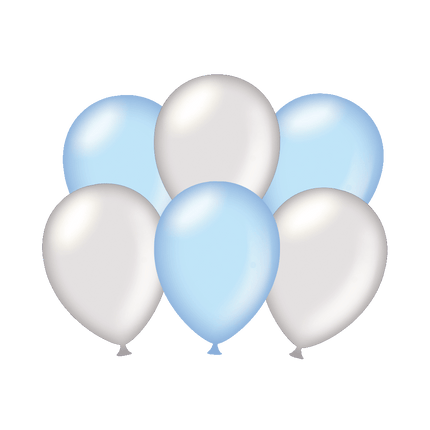 Ballons Silber/Blau Metallic 30cm 6Stk.
