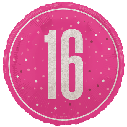 16 Jahre Helium Ballon Rosa Leer 45cm