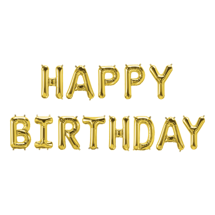 Gold Happy Birthday Ballons Set 1.9m