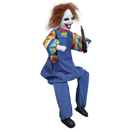 Halloween Puppe Clown mit Licht und Sound 70cm