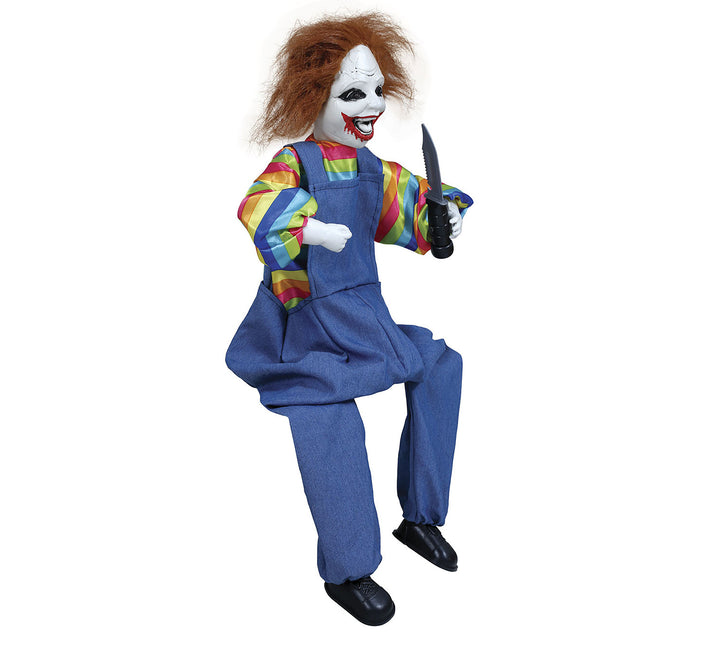 Halloween Puppe Clown mit Licht und Sound 70cm