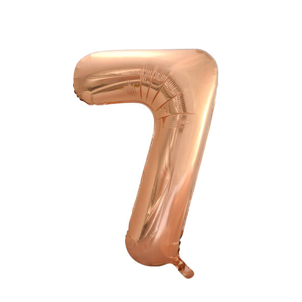 Folienballon Figur 7 Rose Gold XL 86cm leer