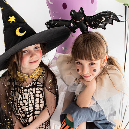 Schwarz-goldener Halloween-Hexenhut