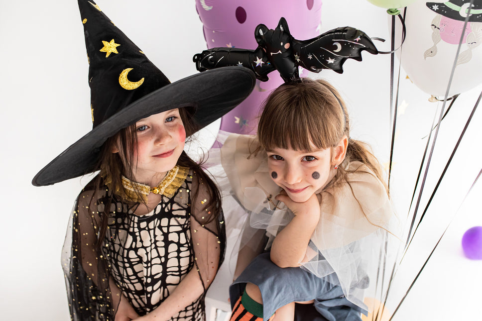 Schwarz-goldener Halloween-Hexenhut