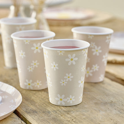 Baby Dusche Tassen Gänseblümchen 8Stk