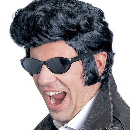 Schwarze Elvis Perücke