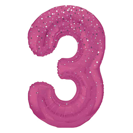 3 Jahre Figur Ballon Pink Dots 86cm