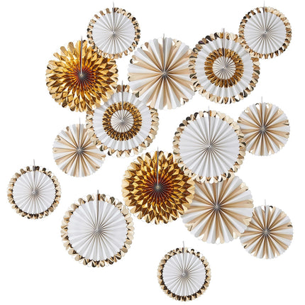 Gold Papierfächer 38cm 15Stk