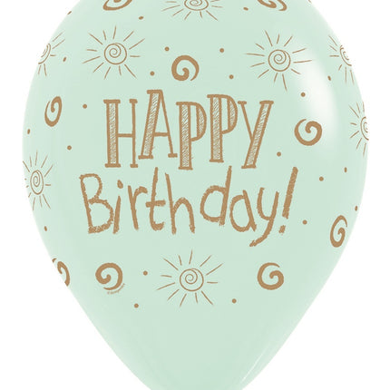 Ballons Happy Birthday Sun Pastell Matte Mix 30cm 25pcs