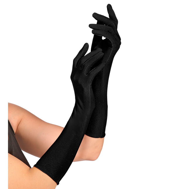 Schwarze Handschuhe 37cm