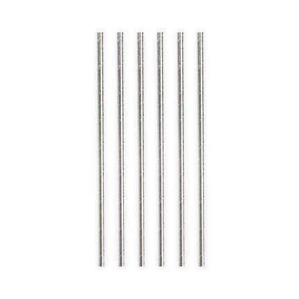 Silberne Metallic-Strohhalme aus Papier 19,7 cm 20 Stück