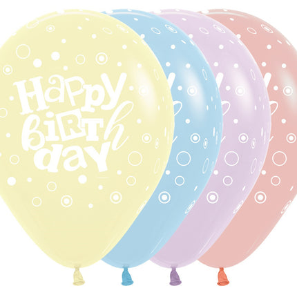 Ballons Happy Birthday Festival Pastell Matte Mix 30cm 25pcs
