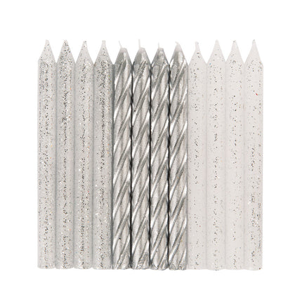 Kerzen Silber Metallic 7cm 24Stk