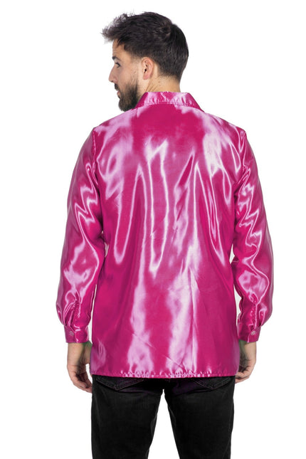 Disco Bluse Rüschen Fuchsia