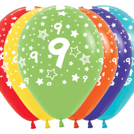 Ballons Nummer 9 Mix 30cm 25Stk