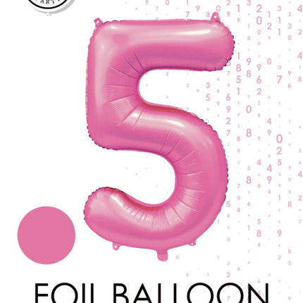 Rosa Figur Ballon 5 Jahre Glanz 86cm