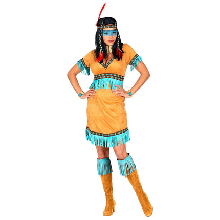 Indisches Kleid Braun Blau Damen 2 Stück