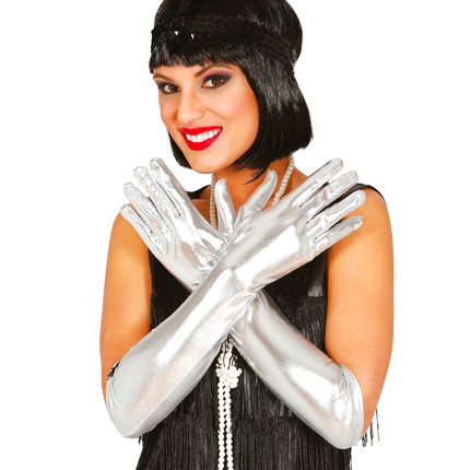 Silberne Handschuhe 44cm