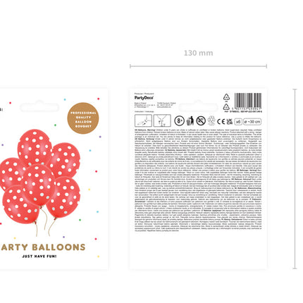 Rote Ballons Weiße Punkte 30cm 6Stk