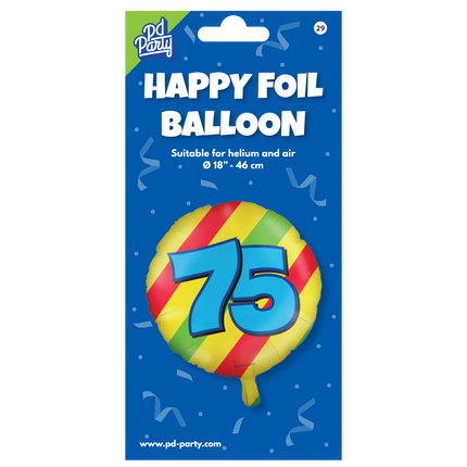 Heliumballon 75 Jahre Bunt Leer 46cm