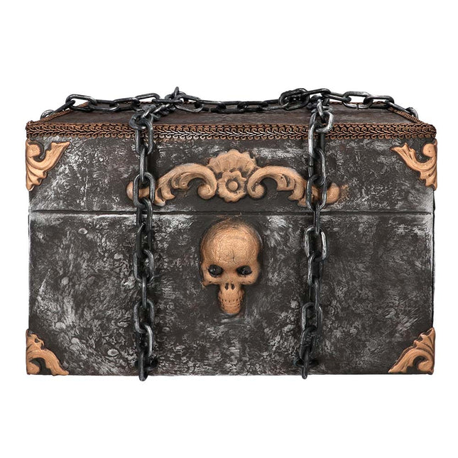 Halloween Puppe Piratenschatztruhe mit Bewegung, Licht und Sound 50cm