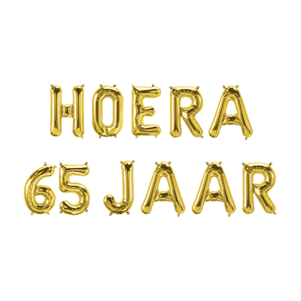 Gold Ballons Set 65 Jahre Hurra 1.9m