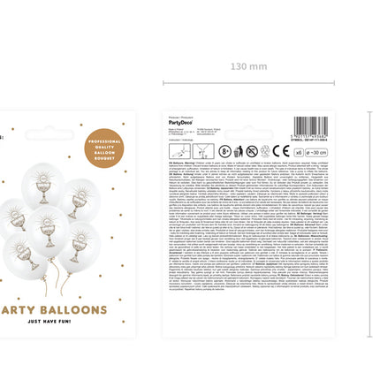 Kommunion Ballons Weiß 30cm 6Stück