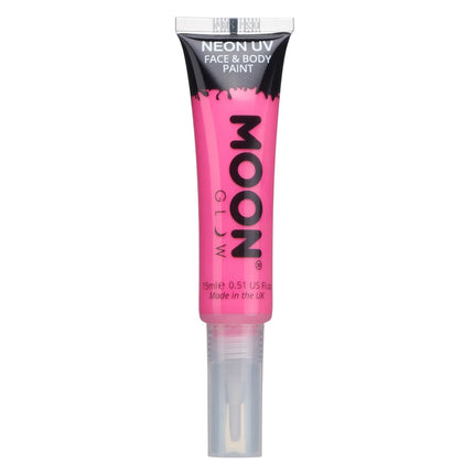Moon Glow Neon UV Face Paint mit Pinselapplikator Intensives Pink 15ml