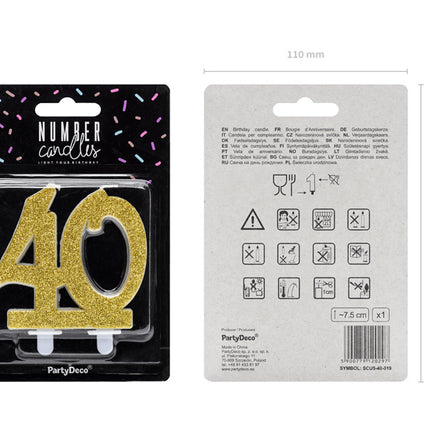 Kerze 40 Jahre Gold 7,5cm