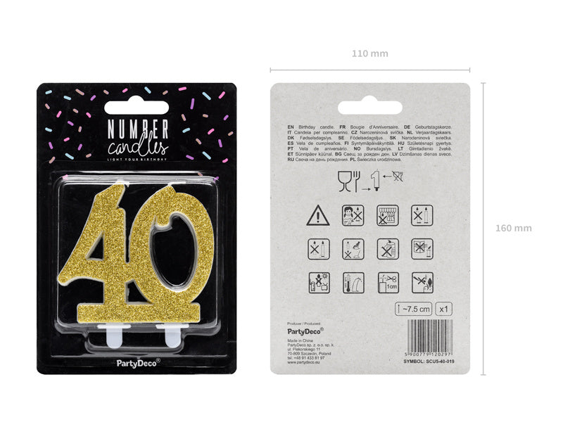 Kerze 40 Jahre Gold 7,5cm