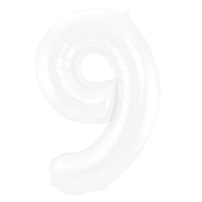Folienballon Figur 9 Matt Weiß XL 86cm leer