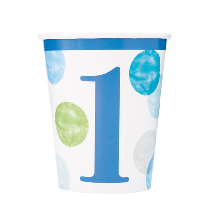 Becher 1 Jahr Dots Blau 266ml 8Stk