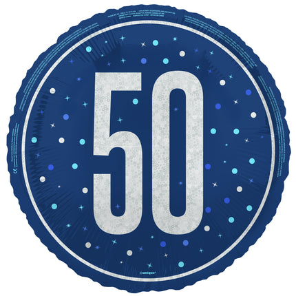 50 Jahre Helium Ballon Blau Leer 45cm