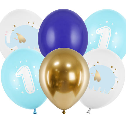 Ballons 1 Jahr Mix Blau 30cm 6Stk