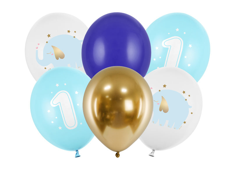 Ballons 1 Jahr Mix Blau 30cm 6Stk