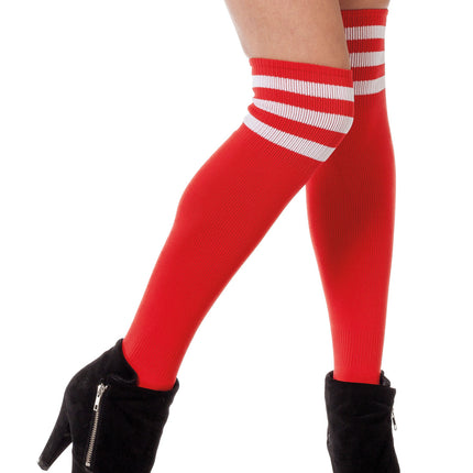 Rote Strümpfe weiß gestreift Cheerleader