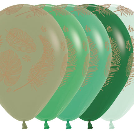 Ballons Tropical Leaves Mix Gold Print 30cm 25pcs
