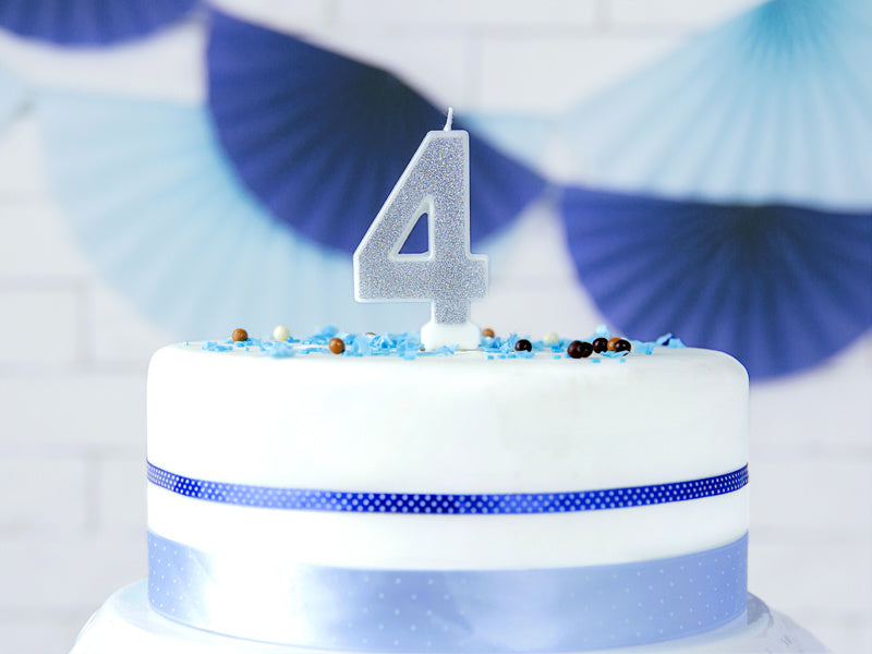 Kerze 4 Jahre Silber 7cm
