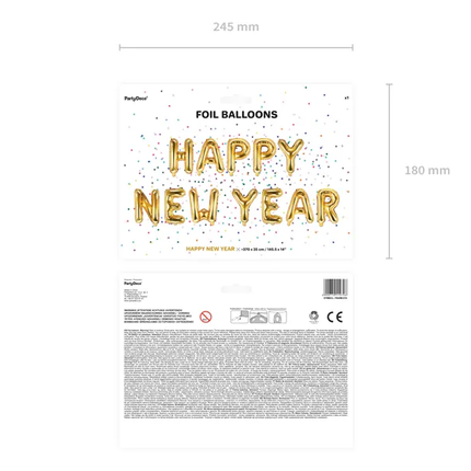 Buchstaben-Ballon-Set Frohes Neues Jahr Gold Leer 4.22m