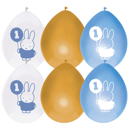 Miffy Ballons 1 Jahr Blau 30cm 6Stk
